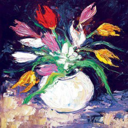 Mixed Tulips With White Daisies - Board Only