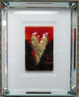 Golden Heart (Fused Glass) - Framed