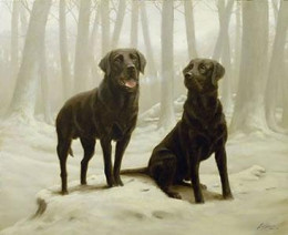 Winter Friends II - Black Labs - Print only