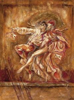 Two Dancers - On Paper - Mounted