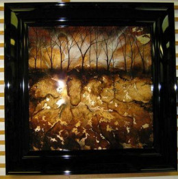 Brown Abstract Tree - Square - Original - Black Framed