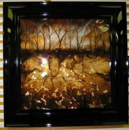 Brown Abstract Tree - Square - Original - Black Framed