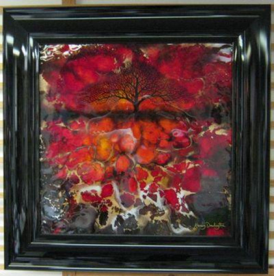 Red Abstract Tree II - Square - Original - Black Framed Red Abstract Tree II - Square - Original - Black Framed
