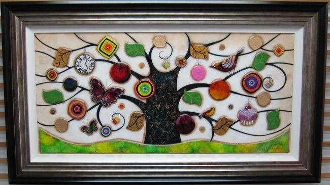 Tree Of Tranquility, Landscape (Green Base) - Original - Framed