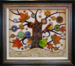 Tree Of Tranquility, Square II (Cream Base) - Original - Framed