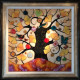 Tree Of Tranquility, Square (Orange & Purple Base) - Original - Framed