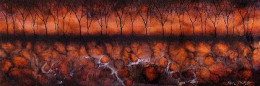 Autumn, Dark Abstract Trees - Landscape - Original - Framed