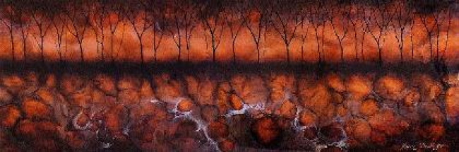 Autumn, Dark Abstract Trees - Landscape - Original