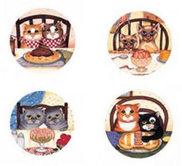 Greedy Cats (Set of 4) - Mounted