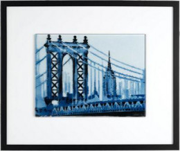 Manhattan Bridge - Blue - Framed