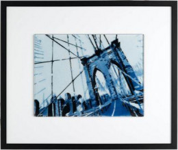 View Of Brooklyn Bridge - Blue - Framed