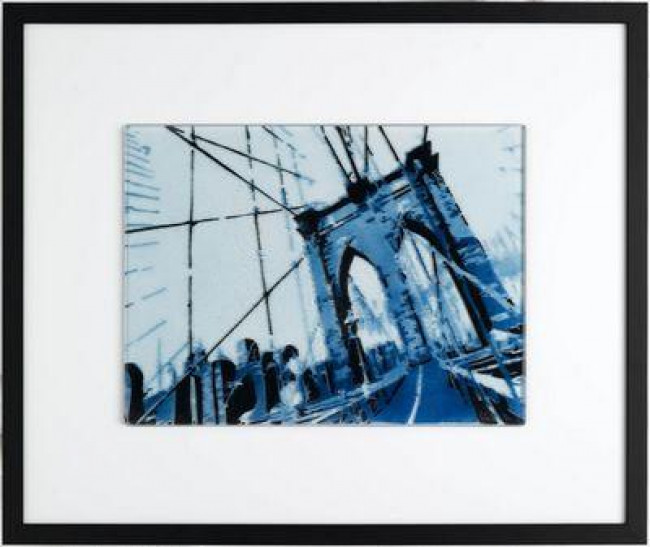 View Of Brooklyn Bridge - Blue - Framed