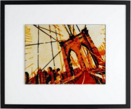 View Of Brooklyn Bridge - Orange - Framed