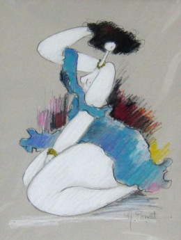 Femme En Bleu - Original - Mounted