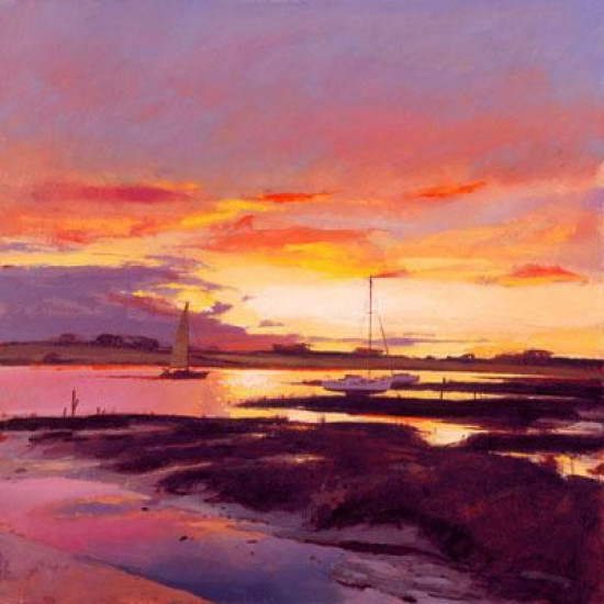 The Golden Glow Of The Setting Sun Lights Up The Spacious Firmament - Mounted The Golden Glow Of The Setting Sun Lights Up The Spacious Firmament - Mounted