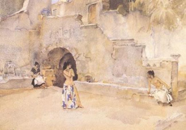 Models In An Italian Courtyard