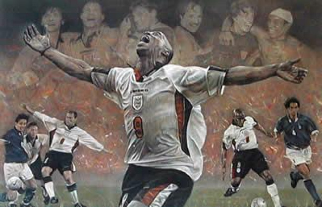 Spirit Of England - Ian Wright World Cup Qualifier 98 - Mounted Spirit Of England - Ian Wright World Cup Qualifier 98 - Mounted