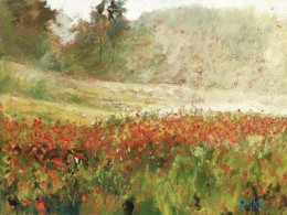 Poppyfield At Dawn - Unstretched Canvas