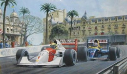Dicing At Casino - Senna & Mansell - Mounted